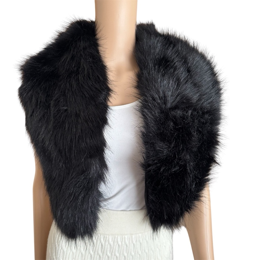 Vintage Black Faux Fur Wrap Scarf